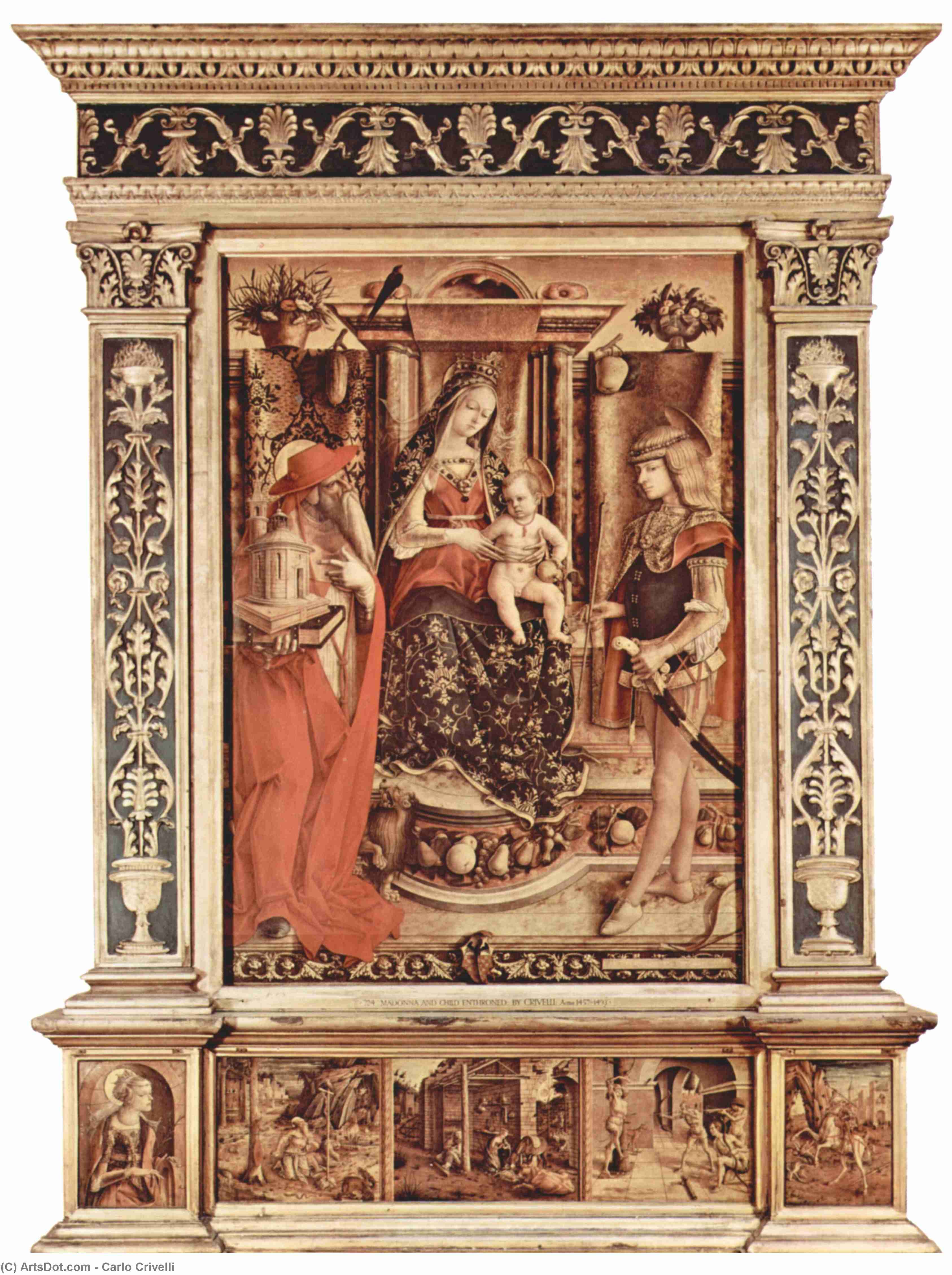 Enthroned Madonna, St. Jerome And St. Sebastian — Carlo Crivelli