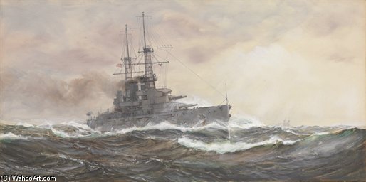 The U.s.s. New York In Mid-atlantic — Montague Dawson