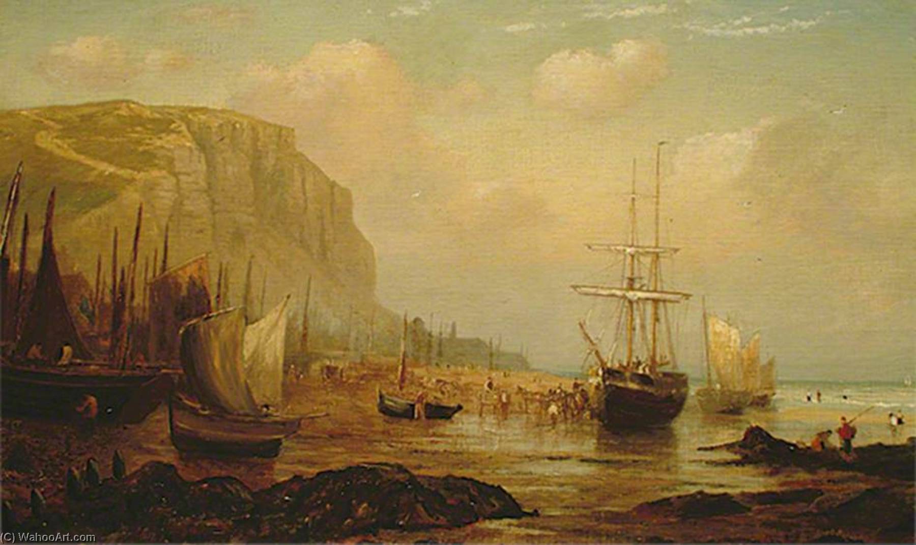 East Cliff, Hastings, East Sussex, And Fishing Vessels — William Henry Borrow