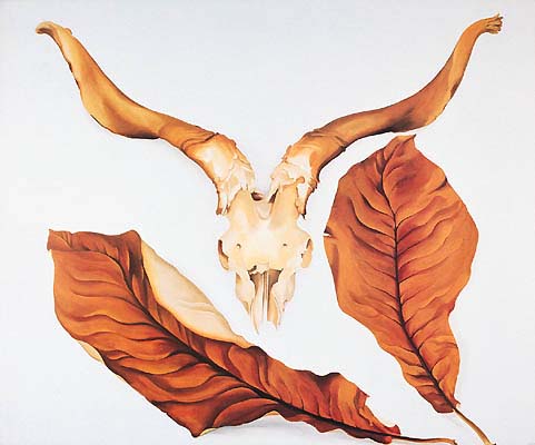 Ram's Skull With Brown Leaves — Georgia O'keeffe