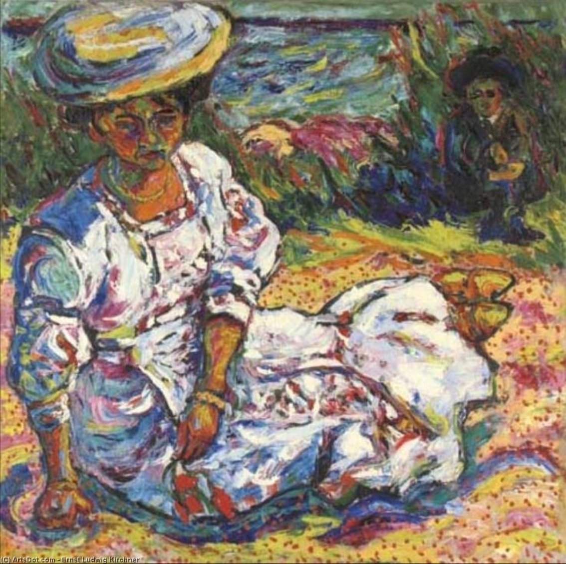 Retrato De Una Mujer Vestido Blanco — Ernst Ludwig Kirchner