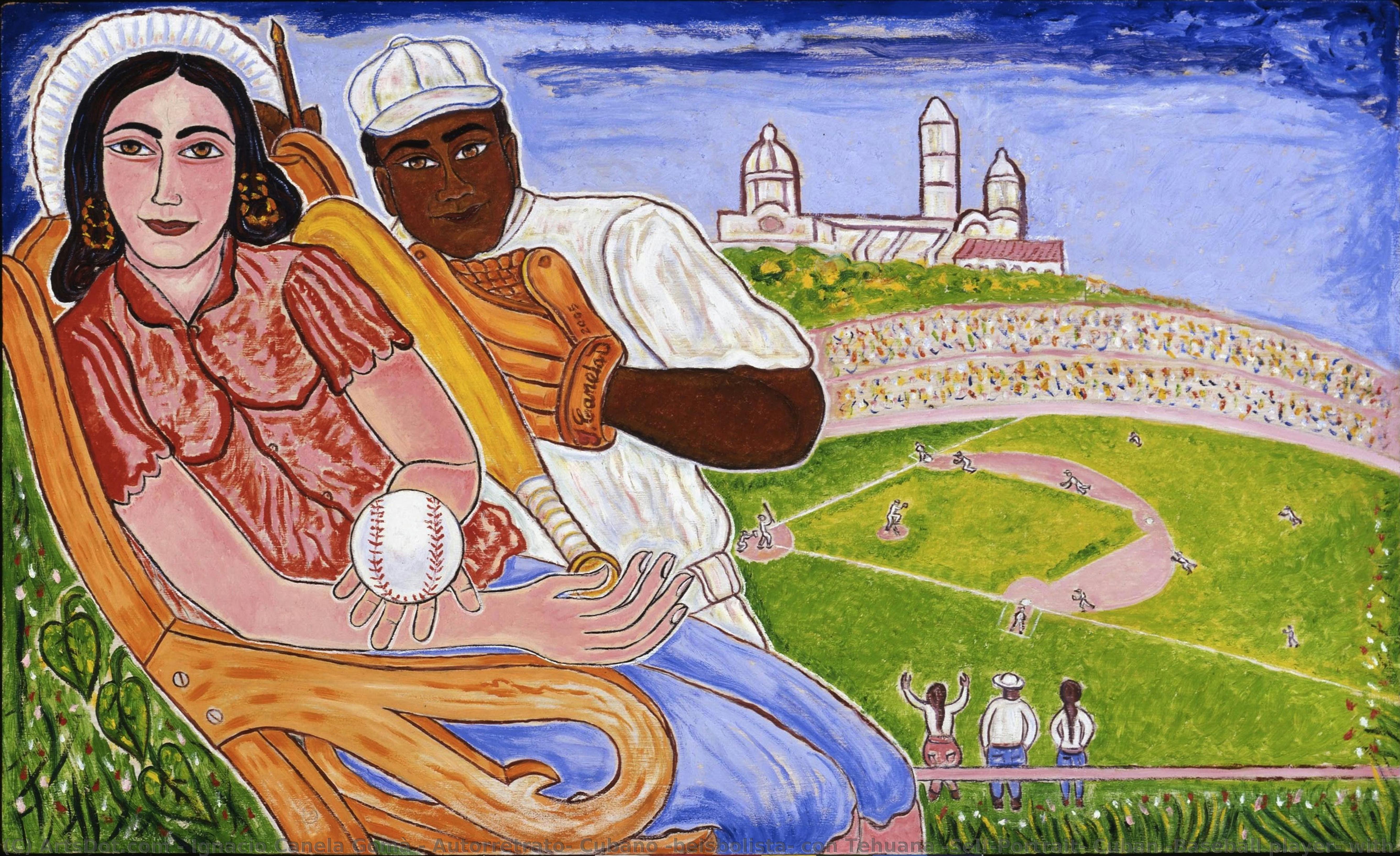 Autorretrato: Cubano (beisbolista) Con Tehuana (self-portrait: Cuban (baseball Player) With Tehuana) — Ignacio Canela Gomà