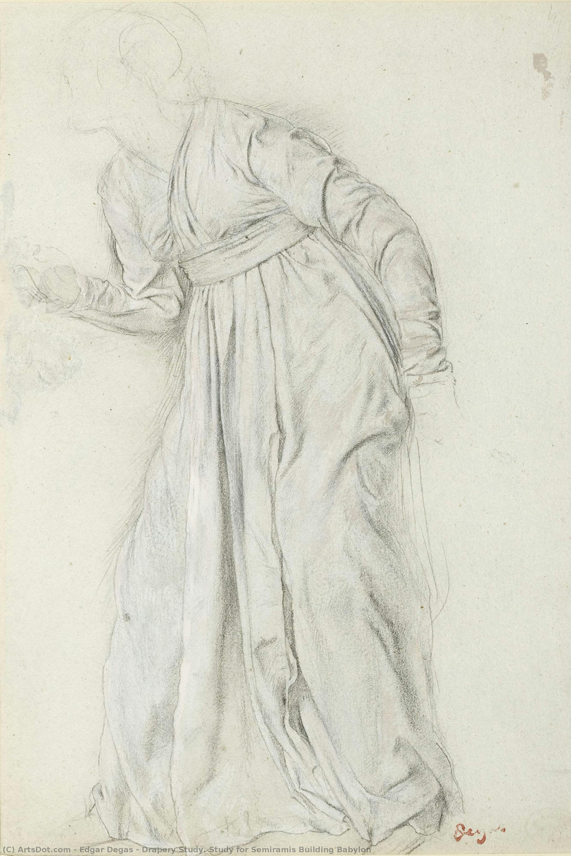 Estudio De Drapería. Estudio Para Semíramis Construyendo Babilonia — Hilaire-germain-edgar Degas