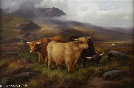 Highland Cattle In A Mountain Glen — John Morris
