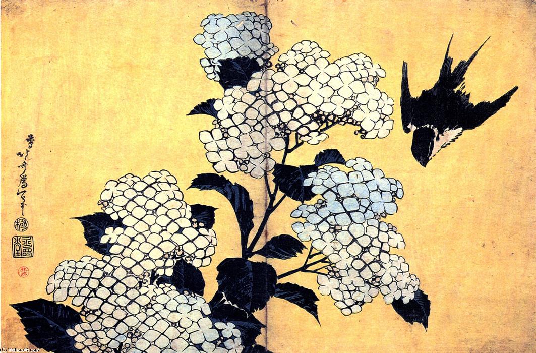 Hydrangea And Swallow — Katsushika Hokusai