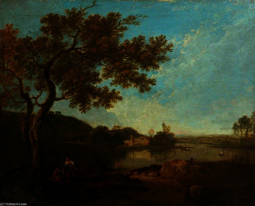 Italian River Scene With Figures — Richard Wilson
