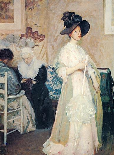 Woman In Pink And Green, (painting) — Edmund Charles Tarbell