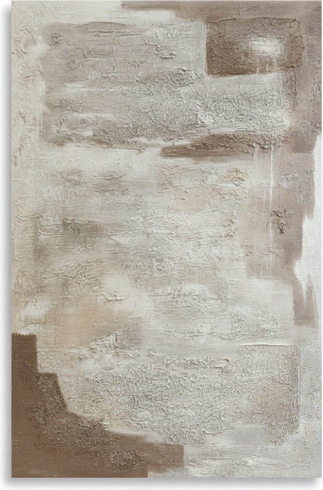 Ethereal Earth: A Monumental Study In Textured Umber And Serene Cream Impasto — David Moreau
