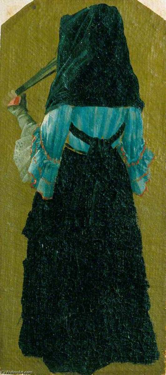 A Lady Seen From Behind, Holding A Fan — Luca Carlevaris