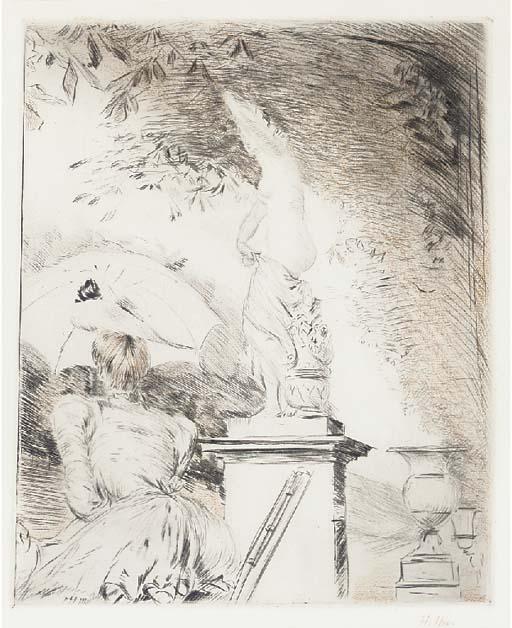 Madame Helleu With Sculpture — Paul César Helleu