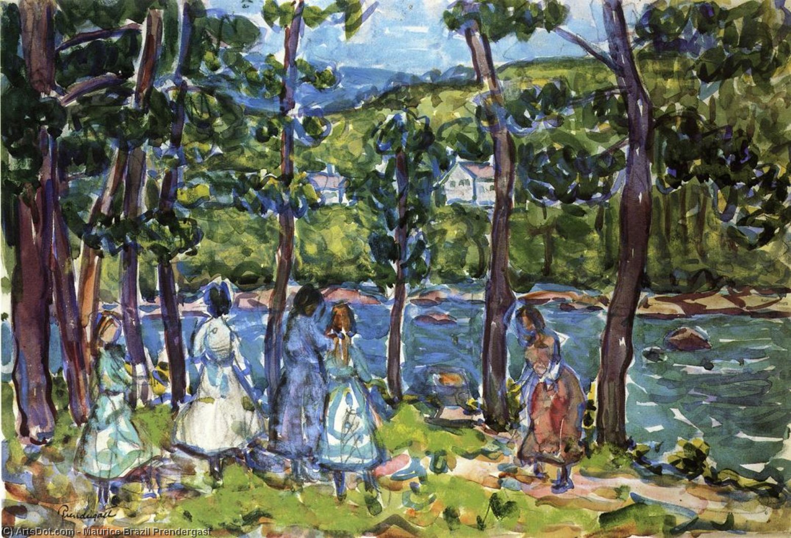 Girls On The Riverbank — Maurice Brazil Prendergast