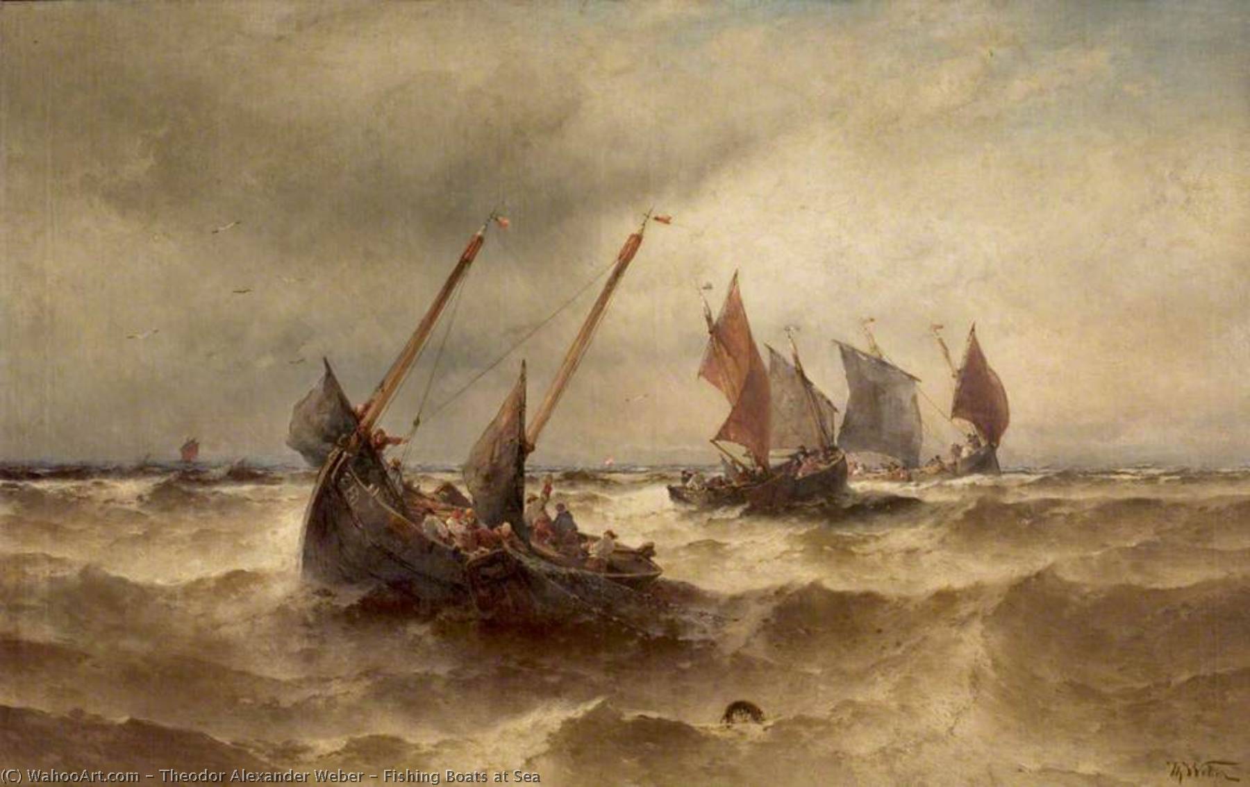 Fishing Boats At Sea — Theodor Alexander Weber