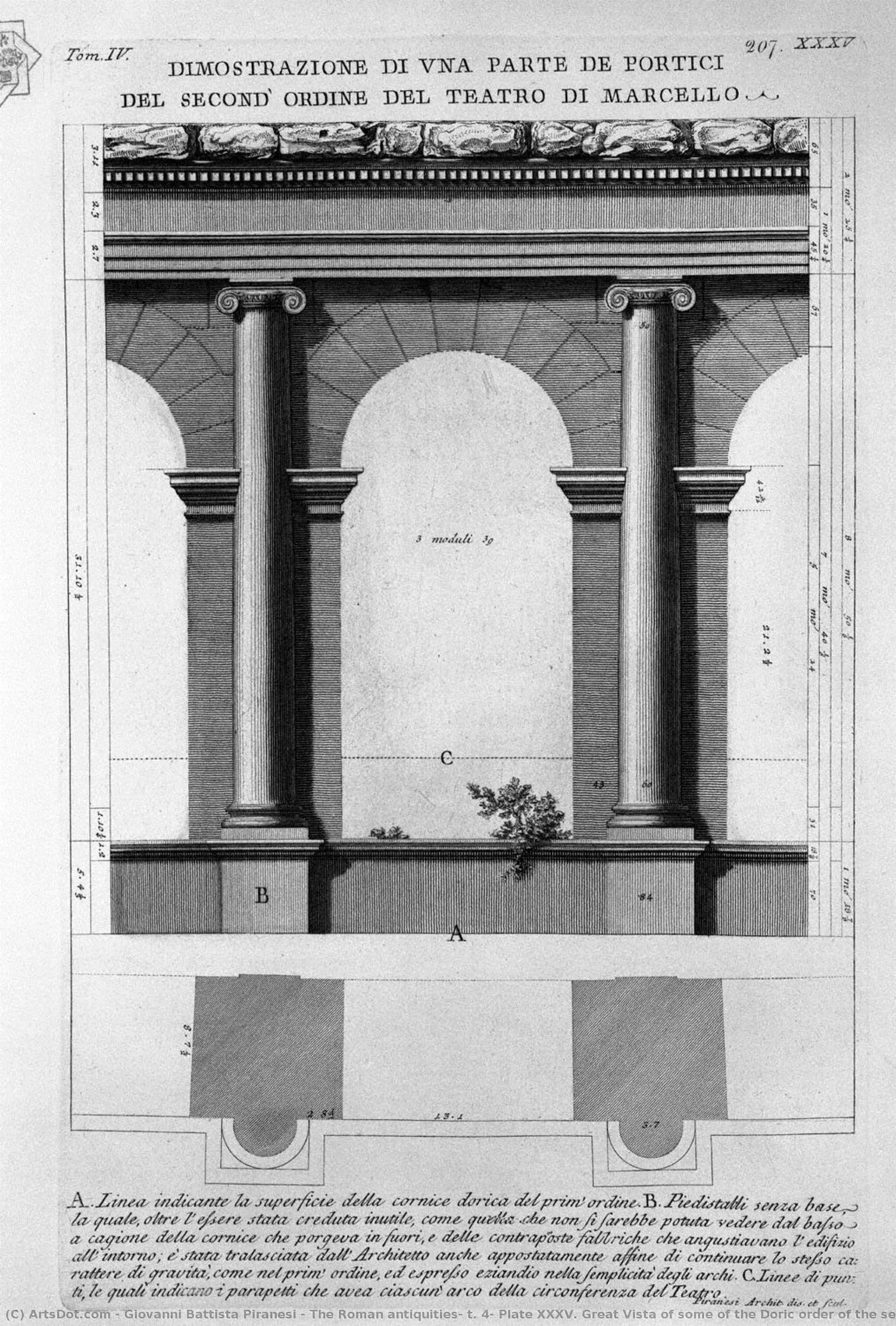 The Roman Antiquities, T. 4, Plate Xxxv. Great Vista Of Some Of The Doric Order Of The Second `theatre Of Marcellus. — Giovanni Battista Piranesi