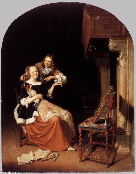 Lady With A Pet Dog — Pieter Cornelisz. Van Slingelandt