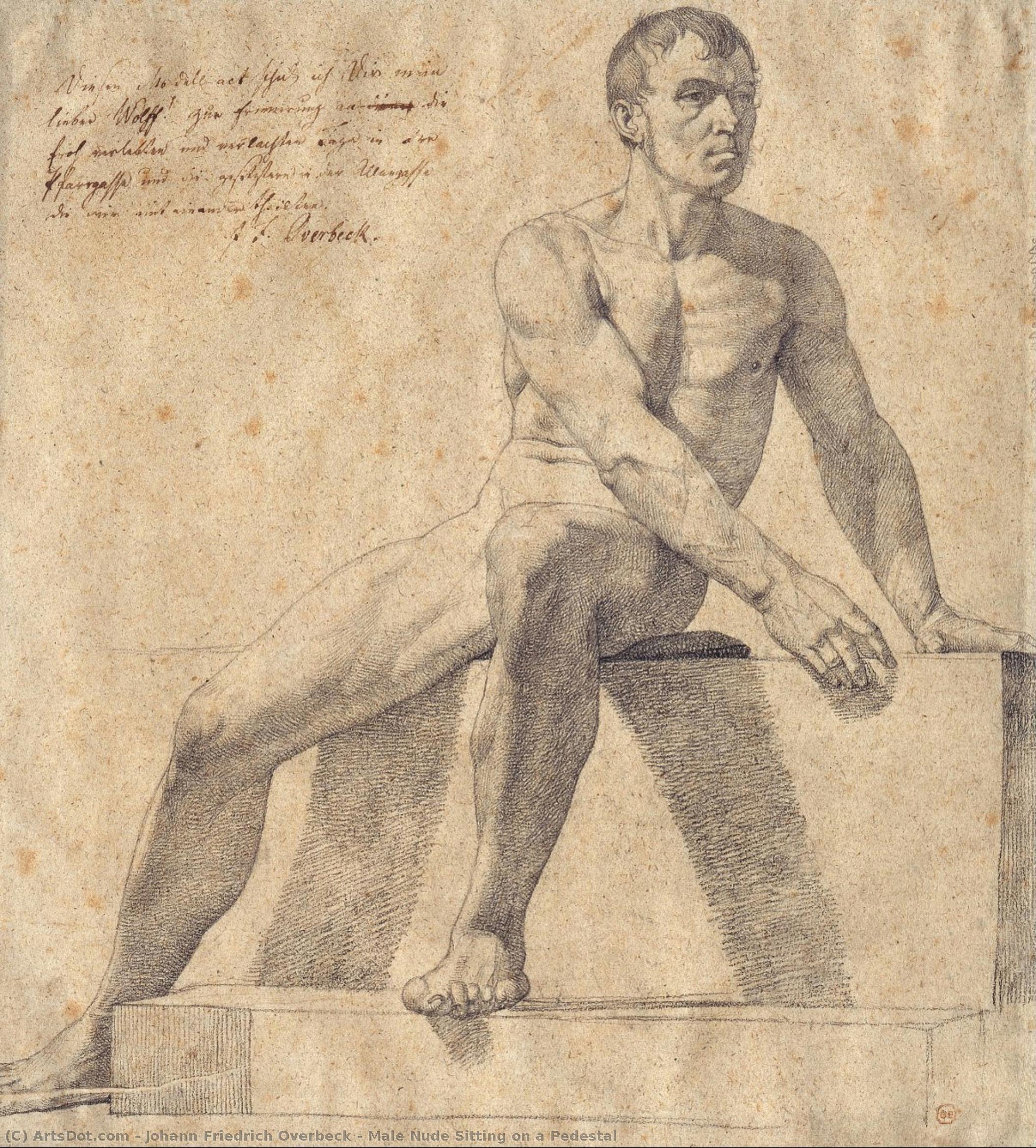 Male Nude Sitting On A Pedestal — Johann Friedrich Overbeck