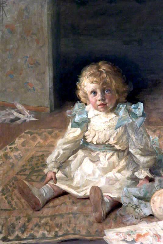 Jack Watts, As A Boy, Seated On A Rug — Nathaniel Hughes John Baird