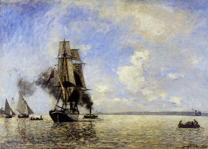 Sortie Du Port Honfleur Sun — Johan Barthold Jongkind
