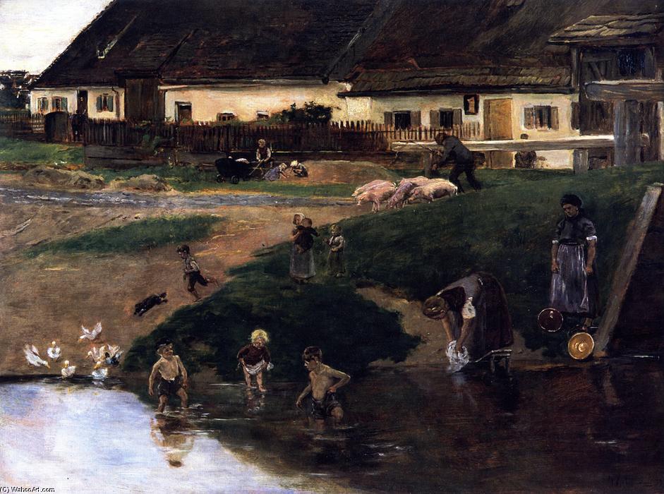 Village Pond In Etzenhauser - Village Idyll — Max Liebermann