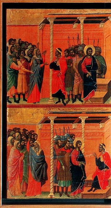 La Maestá. Cristo Acusado Por Los Fariseos Y Cristo Interrogado Por Pilatos — Duccio Di Buoninsegna