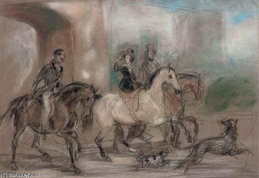 A Preparatory Sketch For 'queen Victoria Riding Out At Windsor Castle' — Sir Francis Grant
