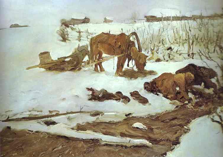 Rinsing Linen. On The River — Valentin Alexandrovich Serov