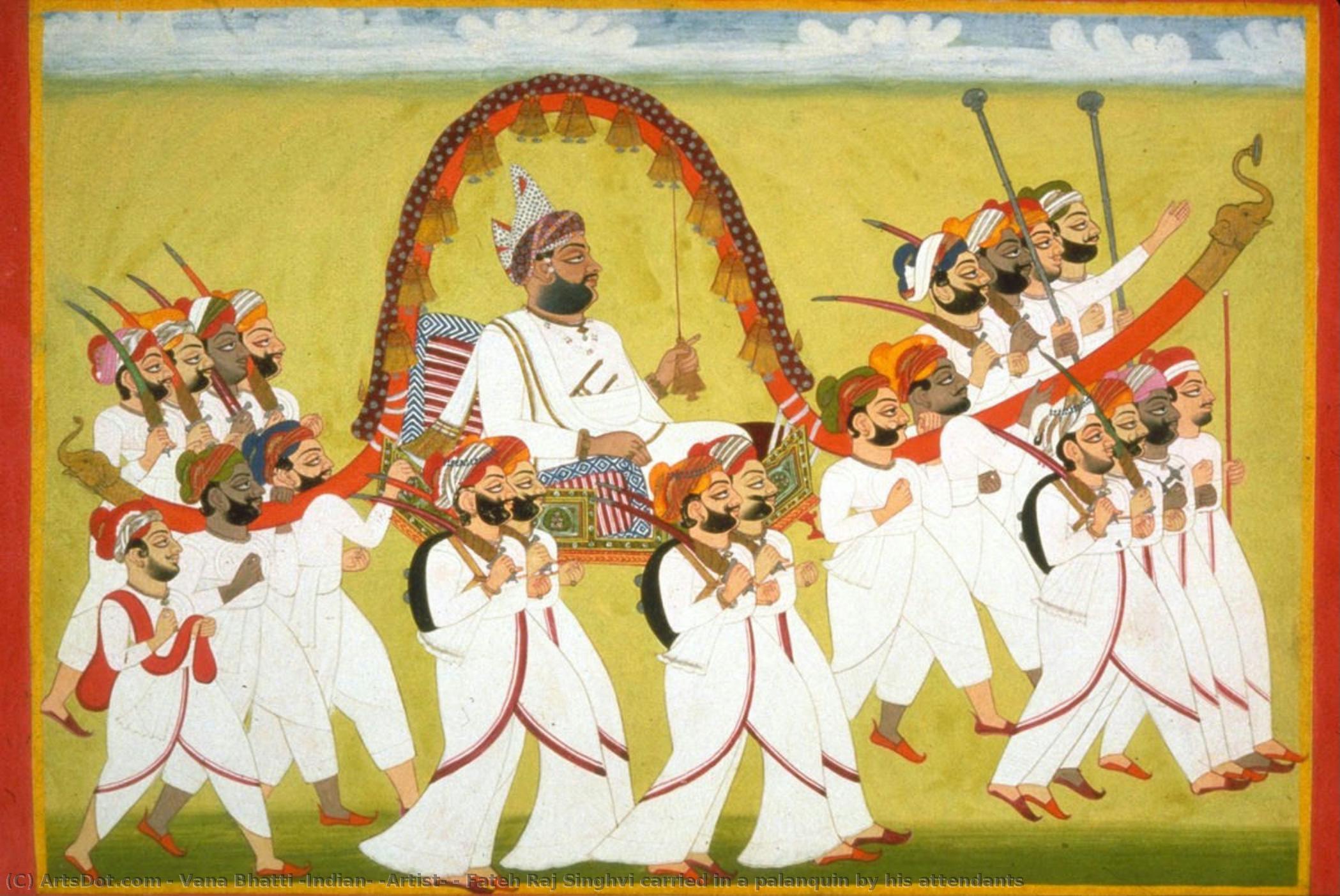 Fateh Raj Singhvi Carried In A Palanquin By His Attendants — Vana Bhatti (indian) (artist)