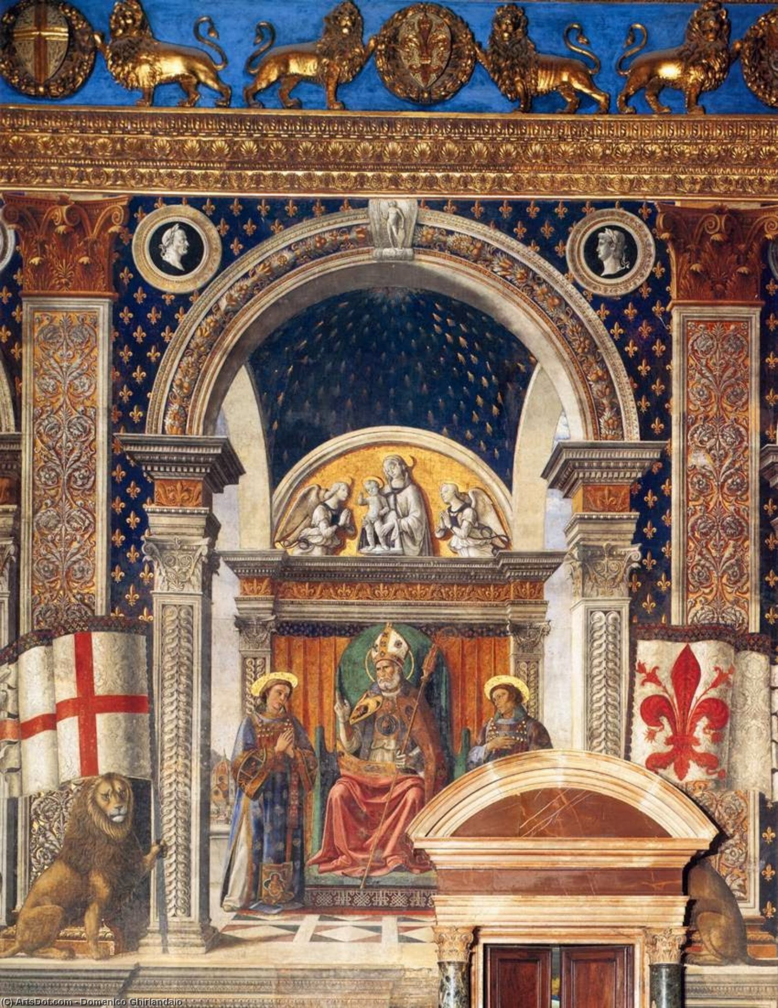 Dekoration Der Sala Del Gigli (detail) (11) — Domenico Ghirlandaio