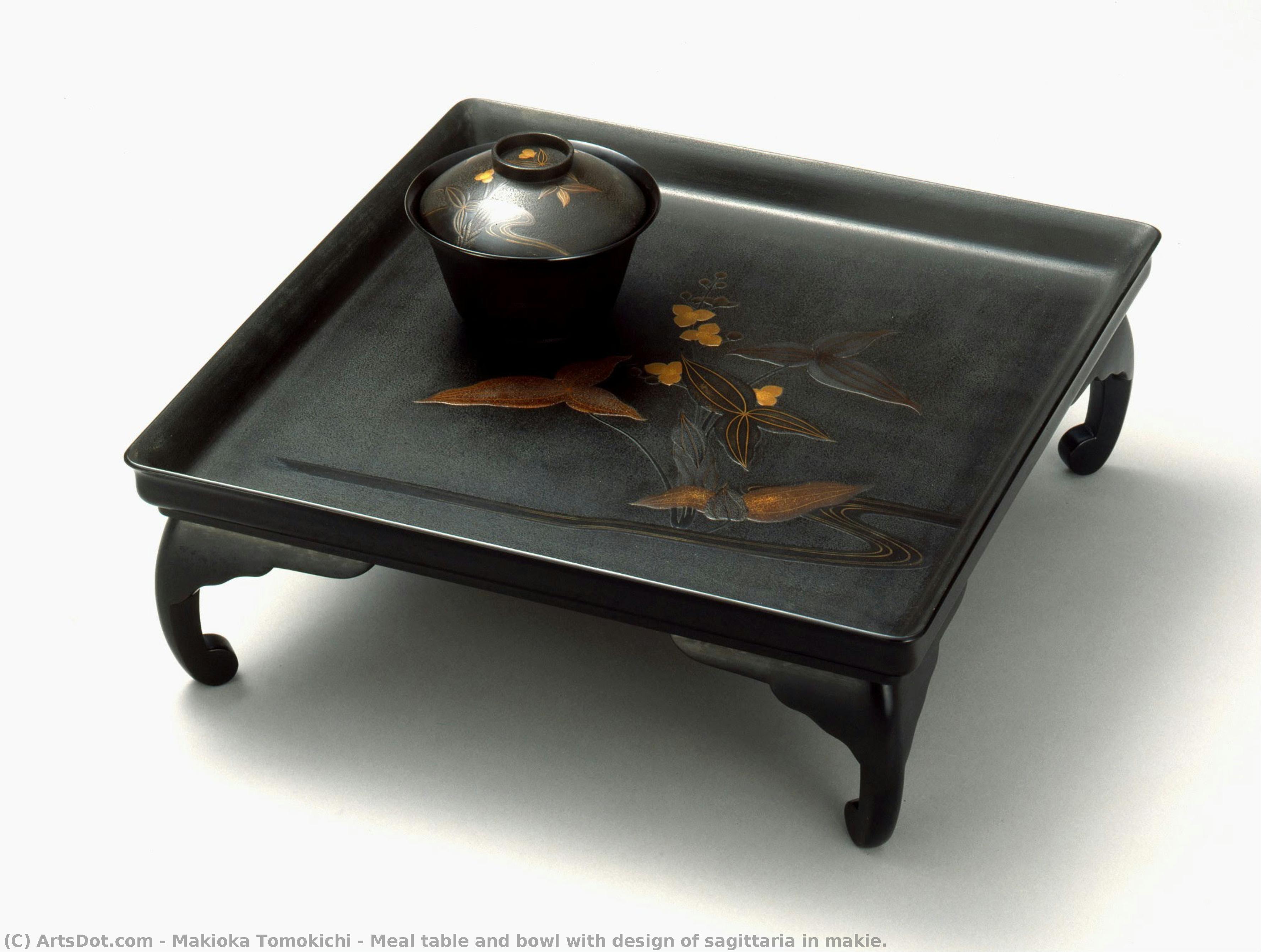 Meal Table And Bowl With Design Of Sagittaria In Makie. — Makioka Tomokichi