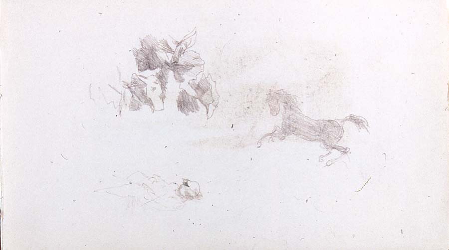Horse Figure With Hat, Rocks — John La Farge