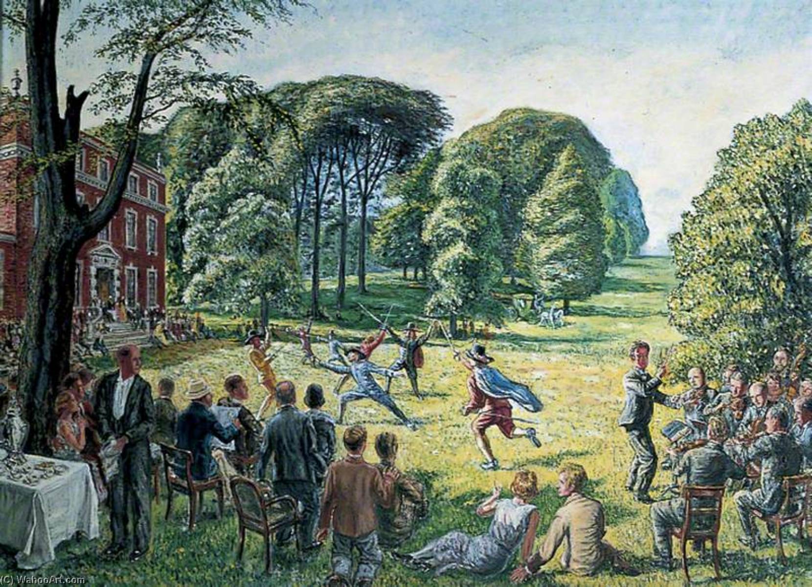 The Park Of A Country House With Fencing Matches And Spectators — Evan Charlton