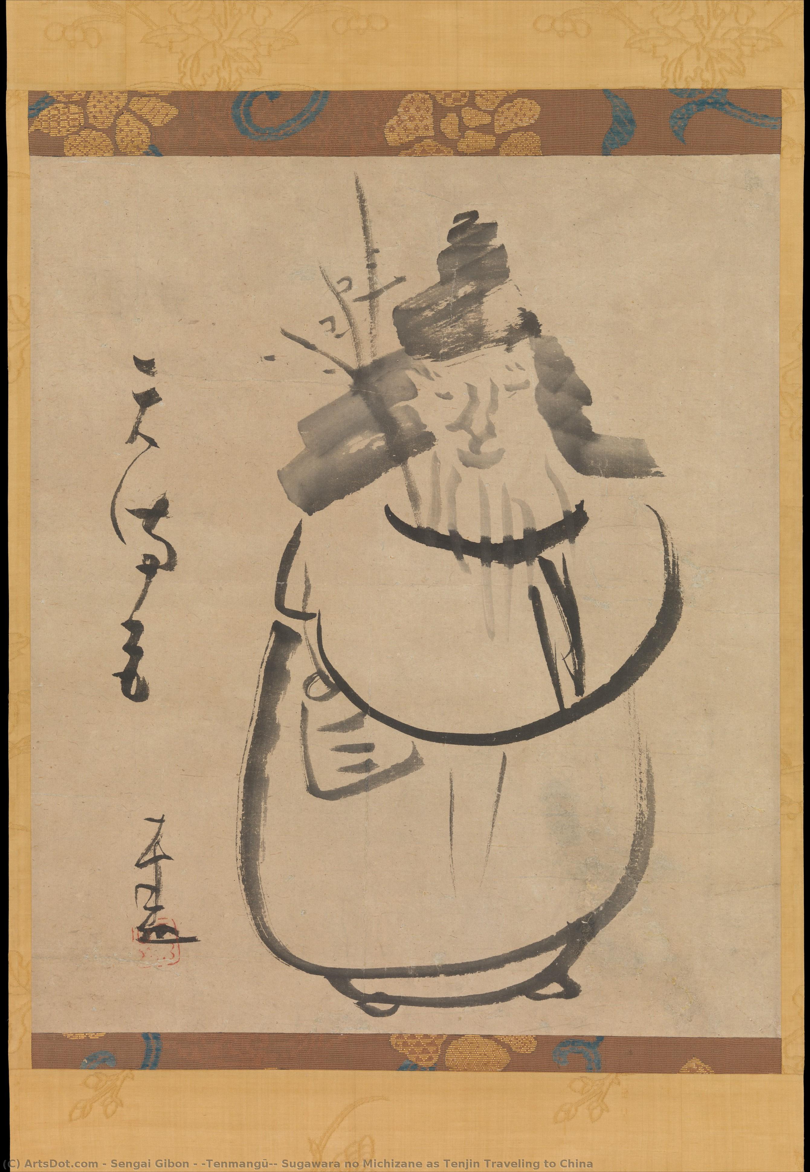 “tenmangū,” Sugawara No Michizane As Tenjin Traveling To China — Sengai Gibon