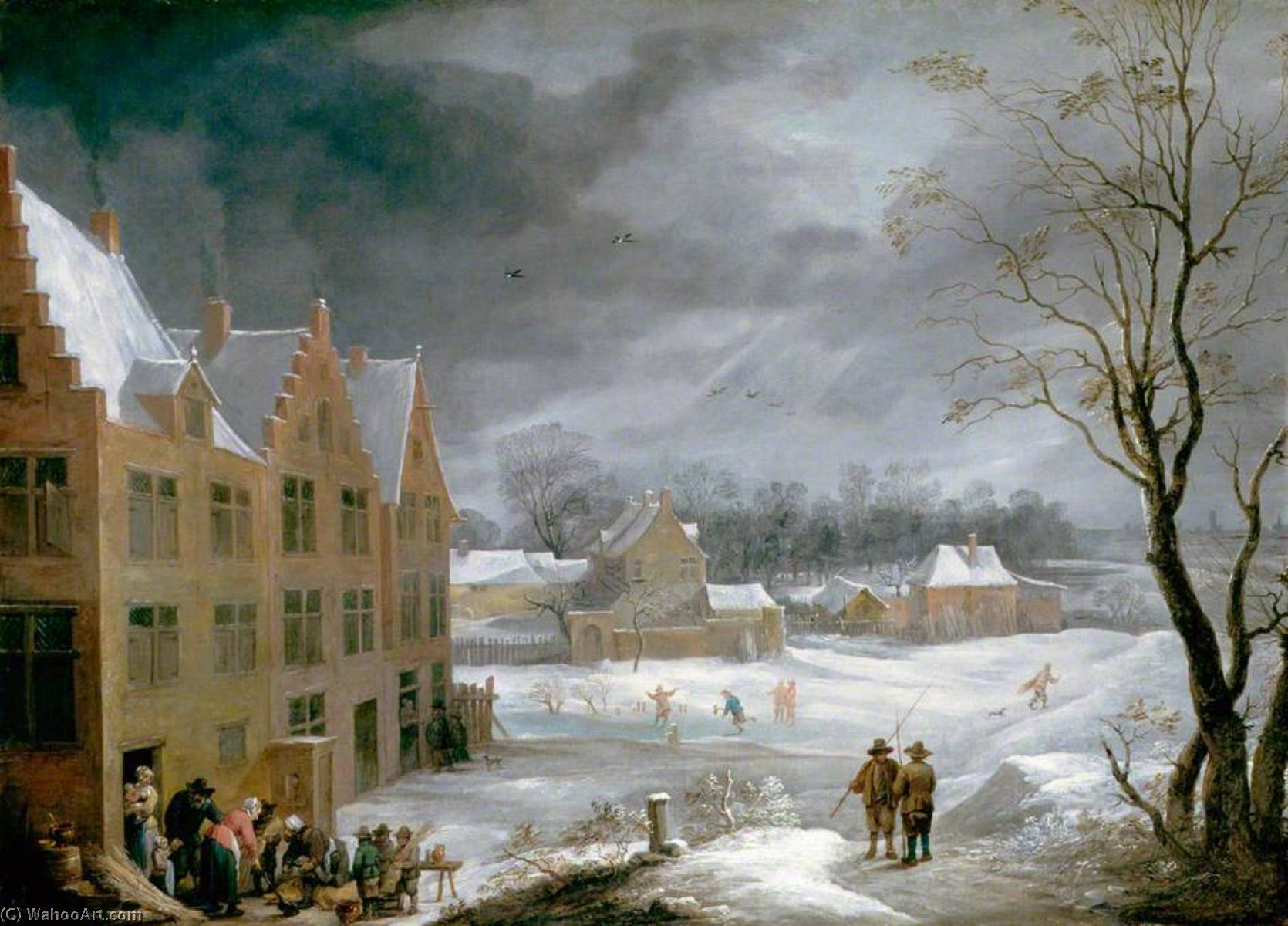 Winter Scene With A Man Killing A Pig — David Teniers The Younger