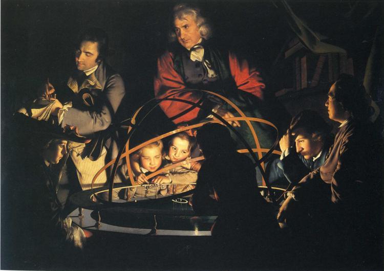 A Philosopher Giving That Lecture On The Orrery, In Which A Lamp Is Put In Place Of The Sun — Joseph Wright Of Derby