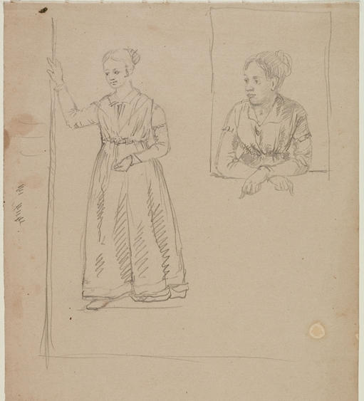 Two Drawings Of A Female (study For Home In The Woods) — Thomas Cole