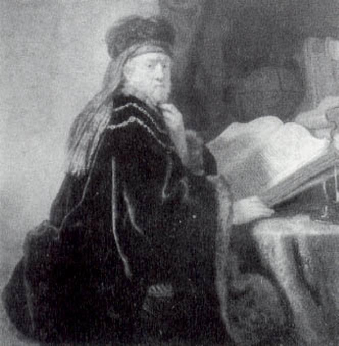 A Scholar Seated At A Desk — Rembrandt Van Rijn