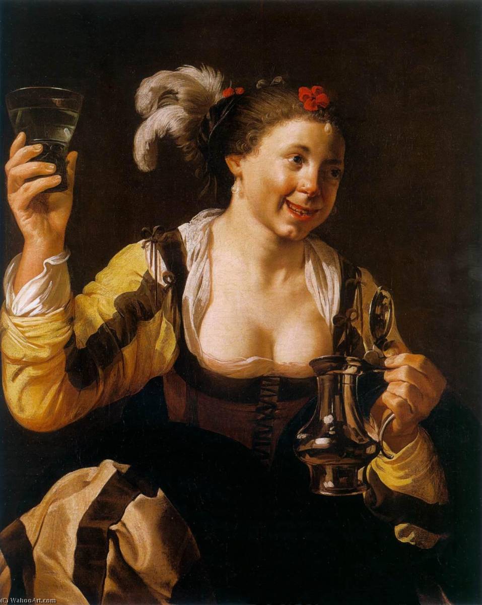 Girl Holding A Tankard And A Glass — Hendrick Terbrugghen
