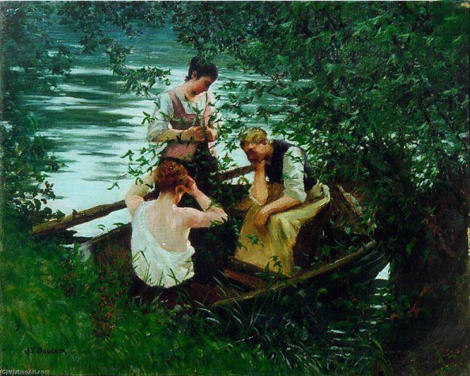 Au Bord De L'eau À Freneuse En Normandie (titre Inscrit) — Joseph-félix Bouchor