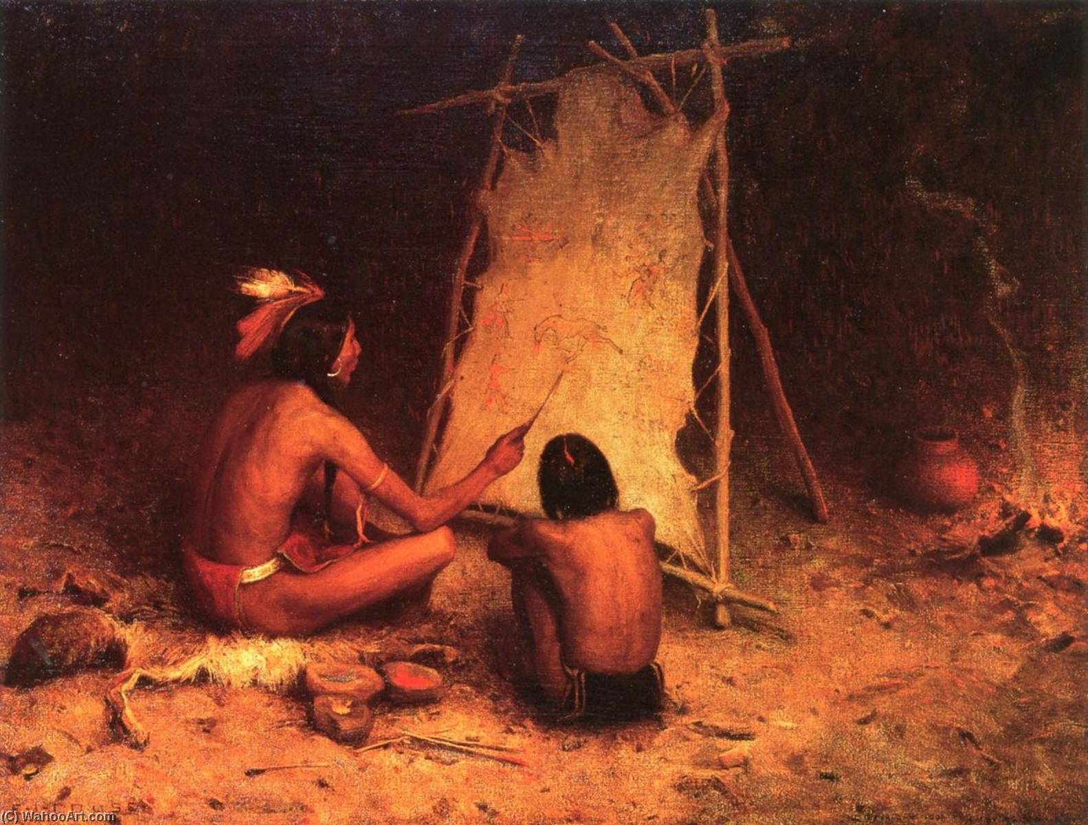 Indian Brave Recording General Mackenzie's Fight With The Cheyenes — Eanger Irving Couse