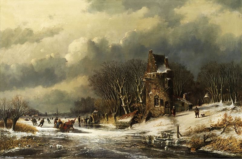 Nederlandse Landschap Met Figuren — Andreas Schelfhout