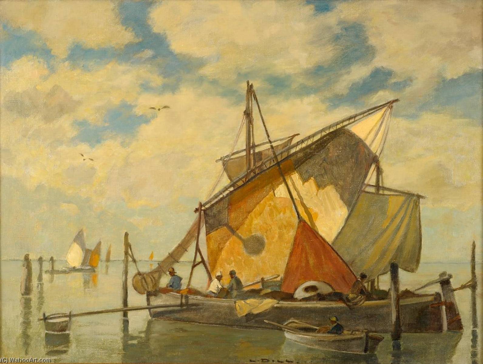 Fishing In The Venetian Lagoon — Ludwig Dill