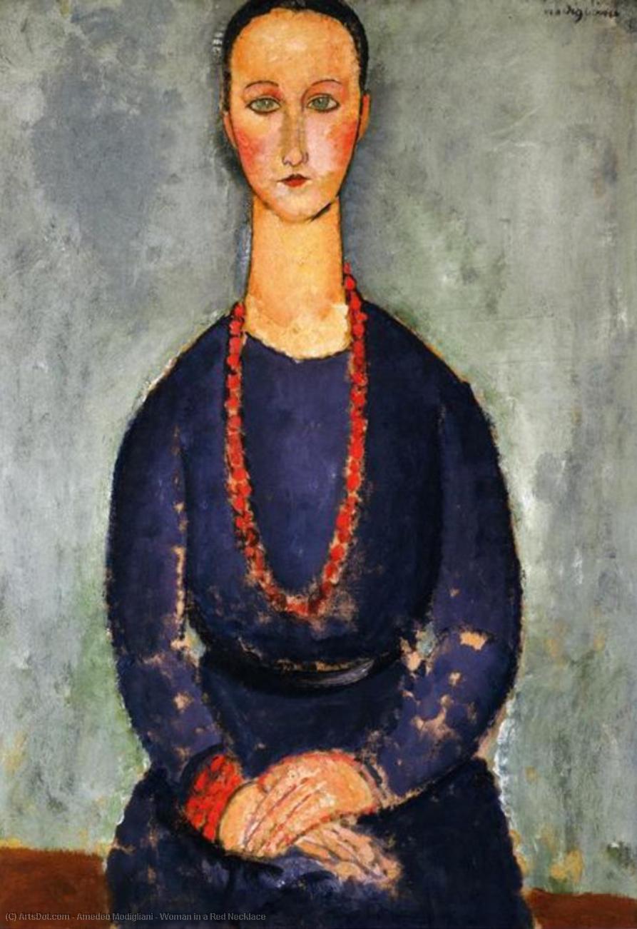 Woman In A Red Necklace — Модиљани