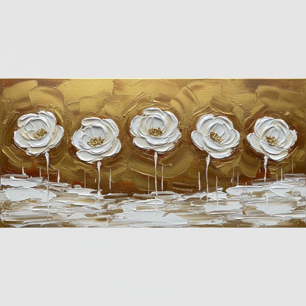 Gilded Serenity: A Monochromatic Study Of Sculptural White Florals In Radiant Gold — David Moreau