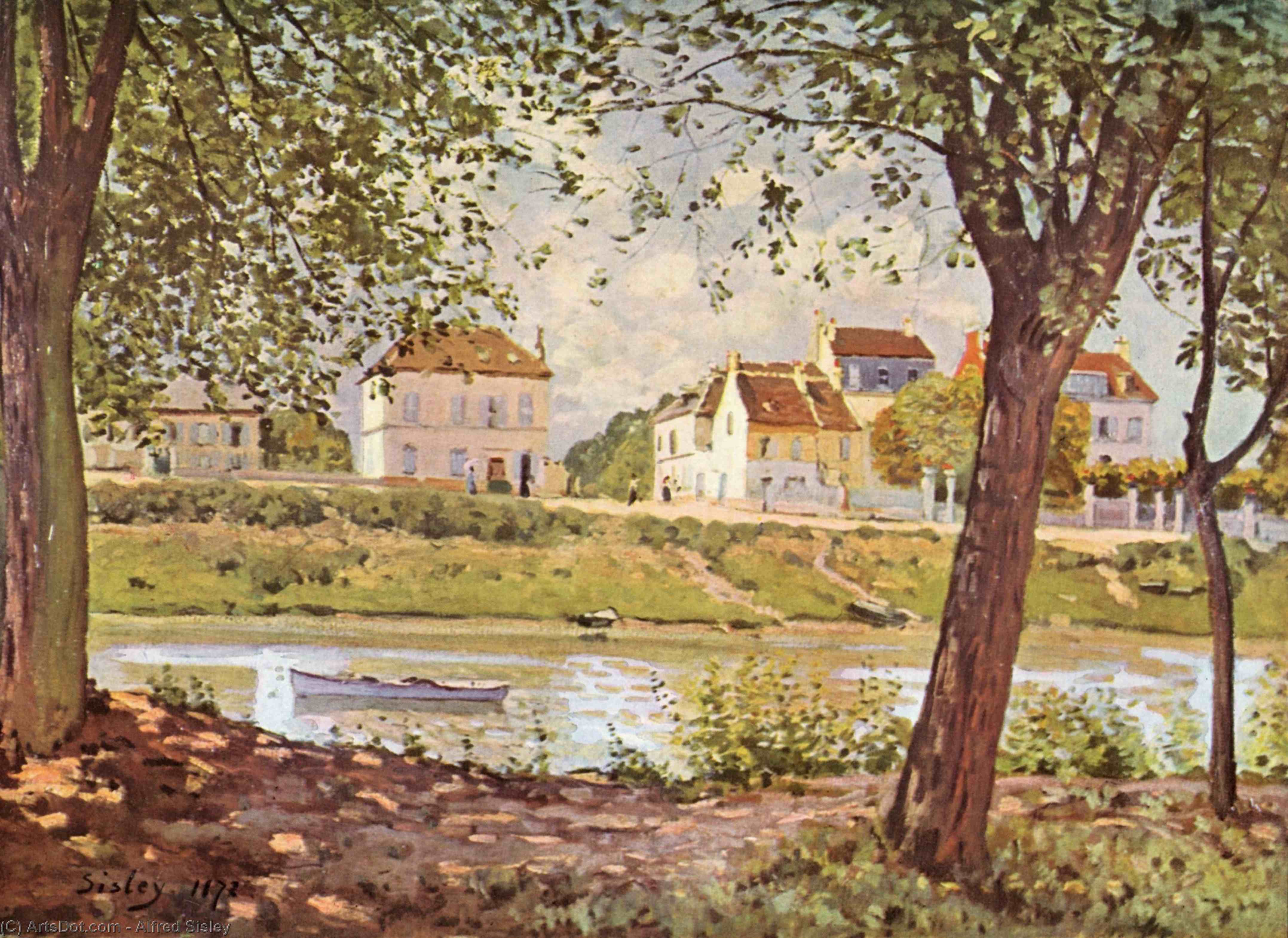 Village On The Banks Of The Seine — Alfrēd Sislē
