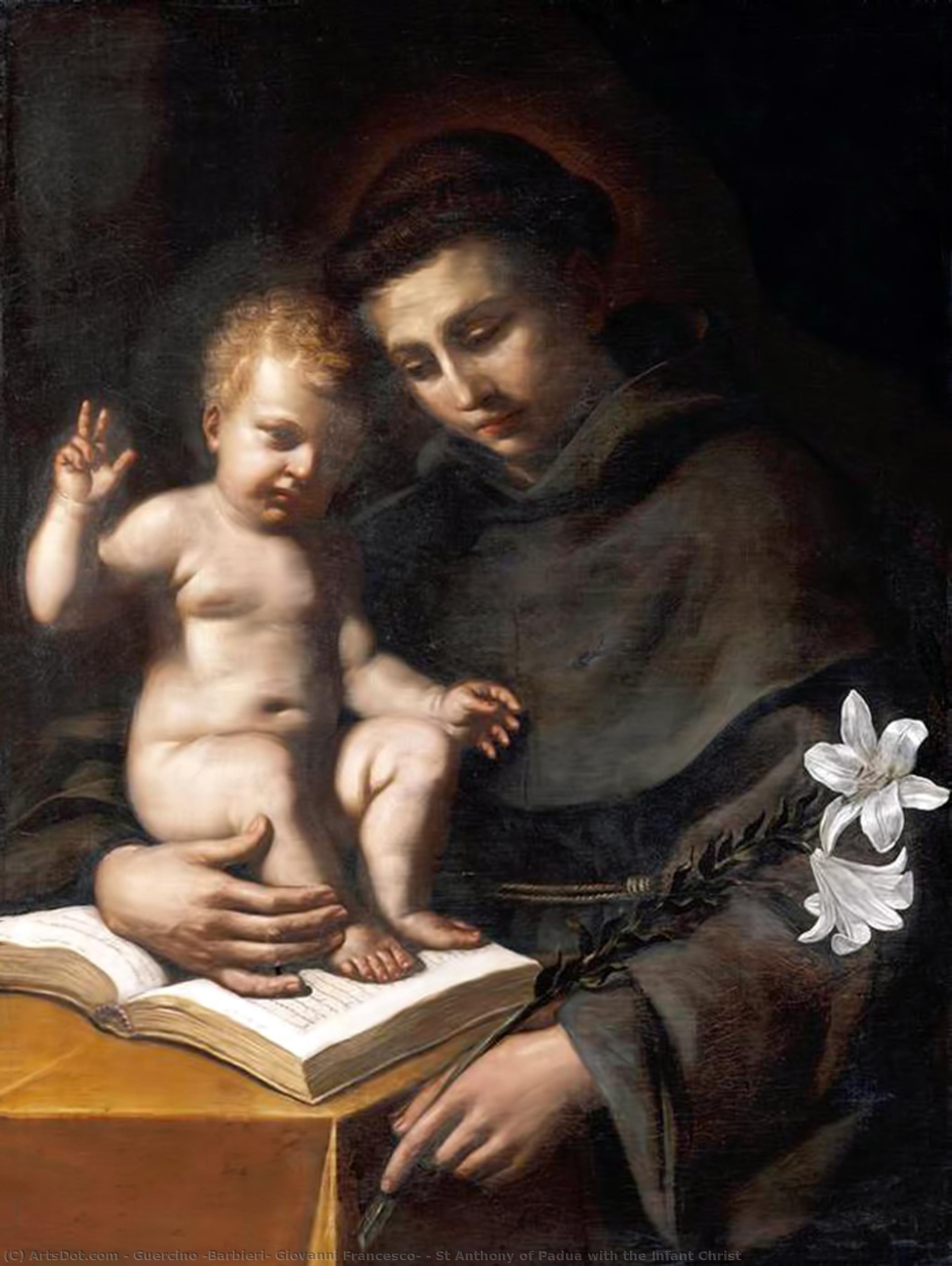 St Anthony Of Padua With The Infant Christ — Guercino