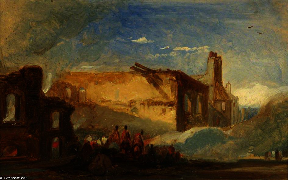 Bristol Riots - Ruins Of Warehouses In Prince Street, With Mounted Troops — William James Müller