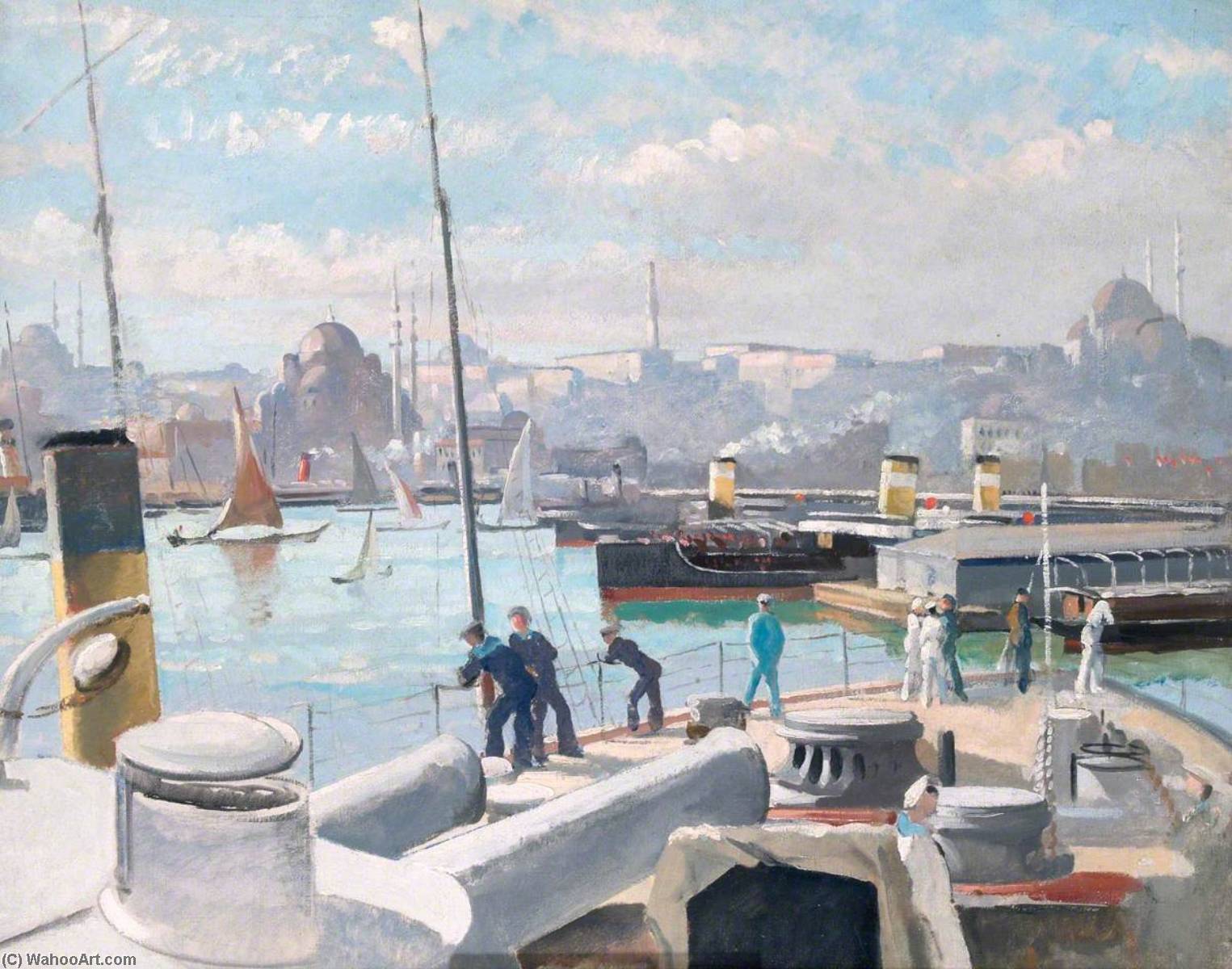 The Port Of Constantinople The Guns Of Hms 'caesar' — Philip Connard