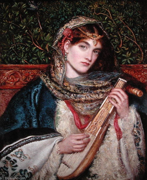Girl Playing Music — Marie Spartali Stillman