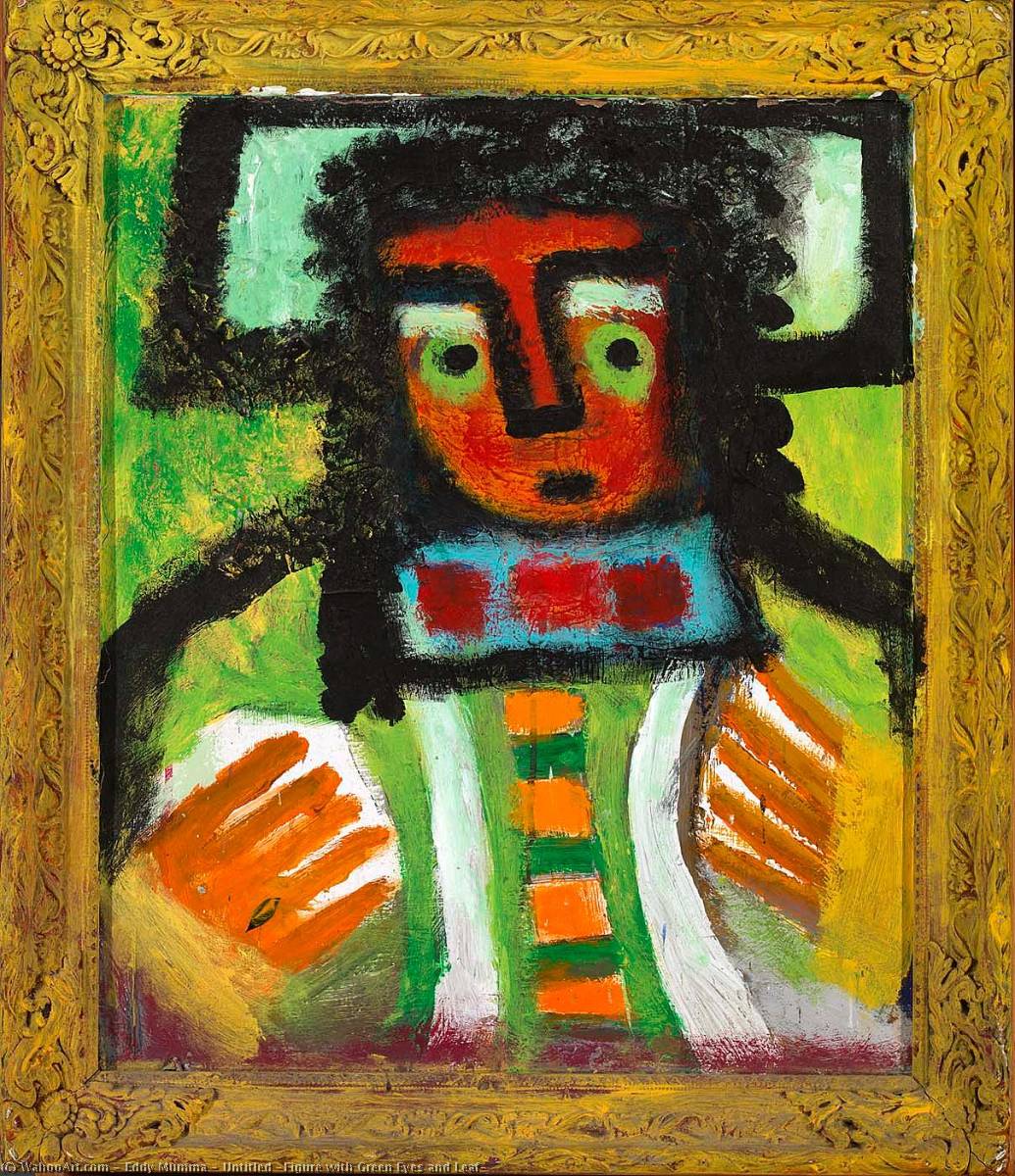 Untitled (figure With Green Eyes And Leaf) — Eddy Mumma