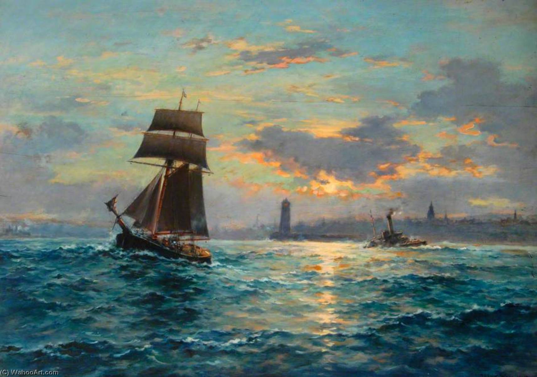 Sail And Steam At Berwick Upon Tweed, Northumberland — Frank Watson Wood