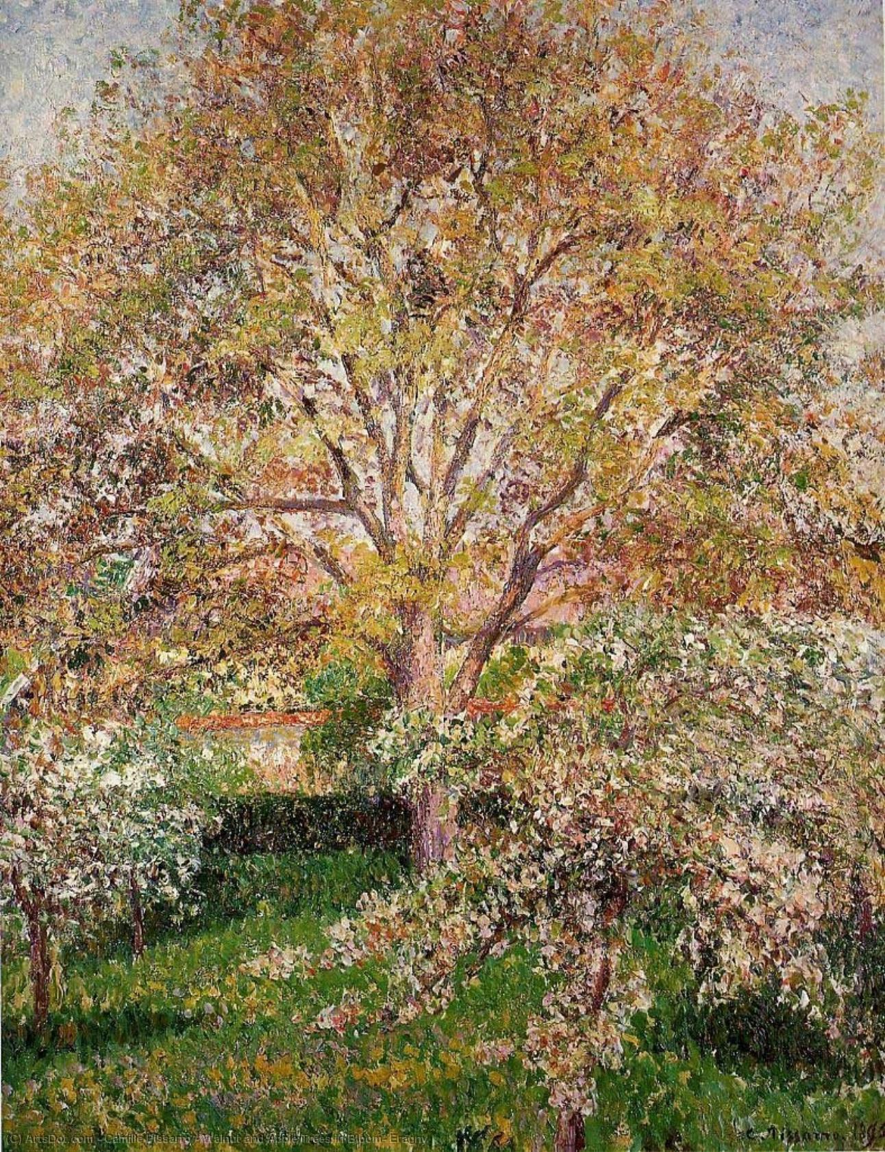 Walnut And Apple Trees In Bloom, Eragny — Camille Pissarro